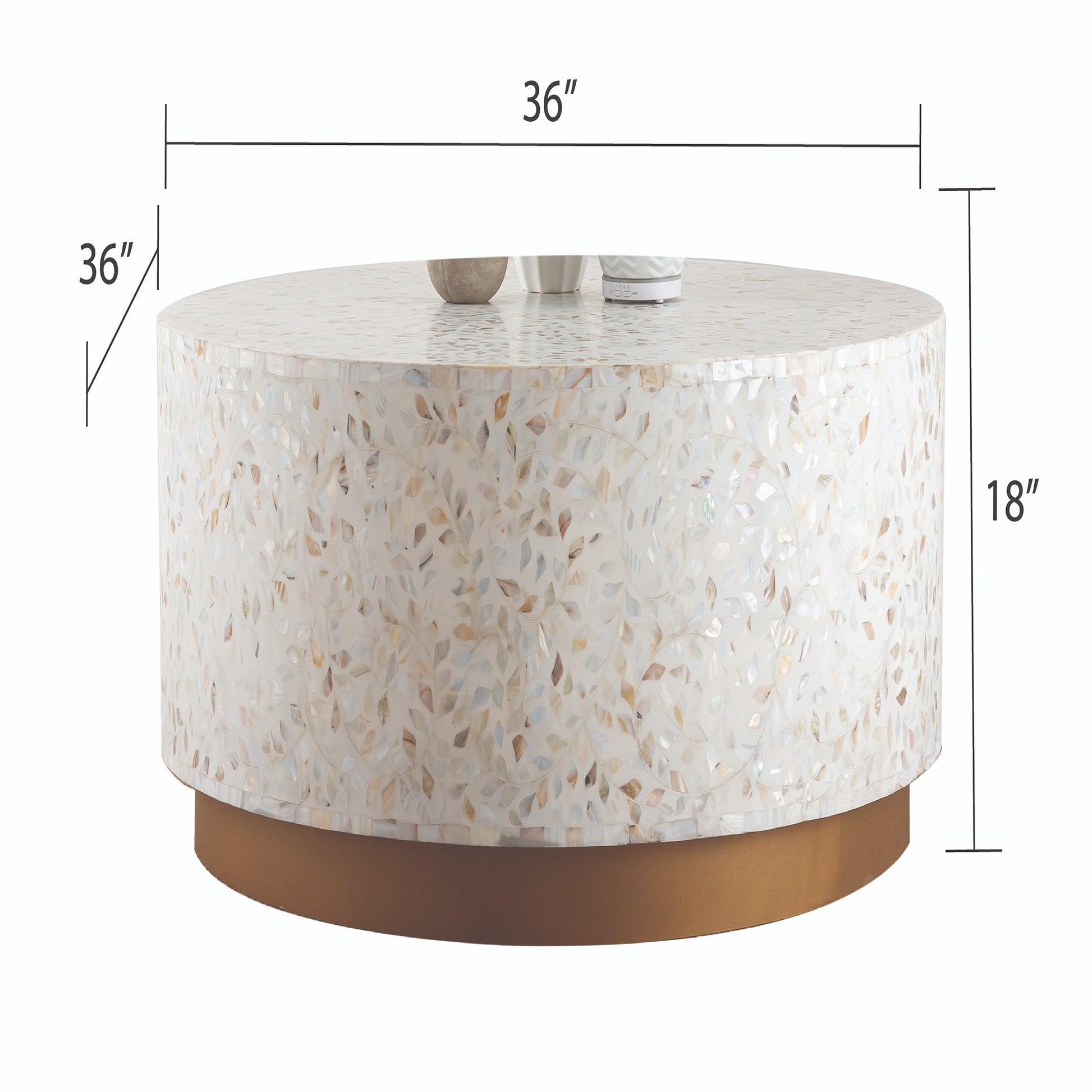 Luxe Coffee Table Ivory Ivory Primary Living Space Modern Tabeltop Round Coffee & End Tables Round Solid Wood Mdf Wood Pedestal