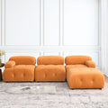 Modular Sectional Sofa, Button Tufted Designed And Diy Combination,L Shaped Couch With Reversible Ottoman, Orange Velvet Orange Velvet Wood Soft Tight Back Eucalyptus Pillow Top Arms Foam Spring