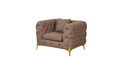 Contempo Modern Style Buckle Fabric Chair Made With Wood In Brown Brown Primary Living Space Contemporary Faux Fur Wood