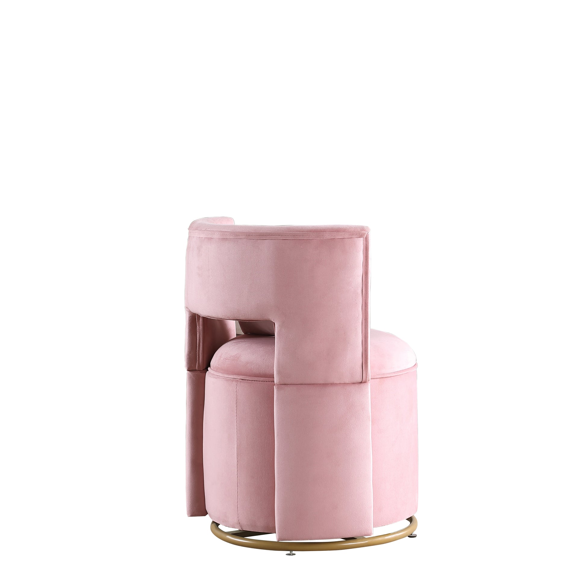 360 Swivel Accent Chair With Storage Function, Velvet Curved Chair With Gold Metal Base For Living Room, Nursery, Bedroom Video Pink Velvet