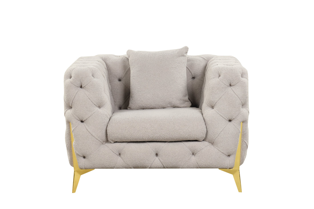 Contempo Modern Style Buckle Fabric Chair Made With Wood In Gray Gray Primary Living Space Contemporary Faux Fur Wood