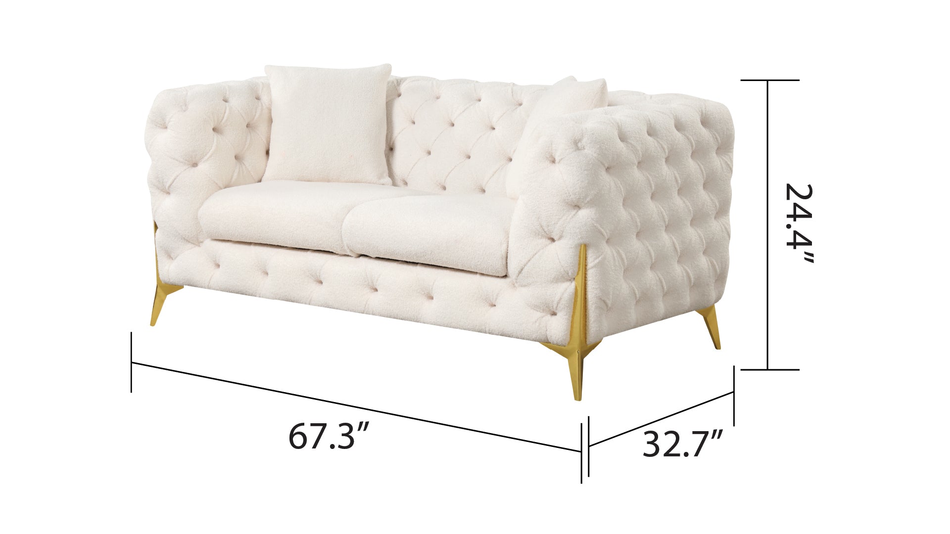 Contempo Modern Style Loveseat Made With Wood In Cream Cream Wood Primary Living Space Contemporary Faux Fur Wood