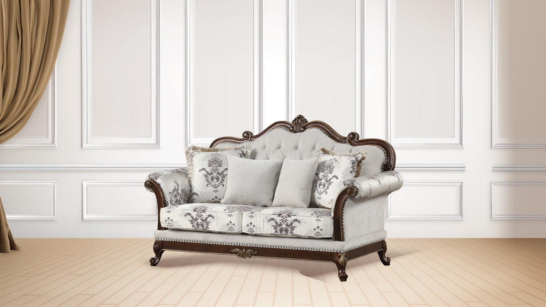 Gloria Traditional Style Button Tufted Loveseat White Wood