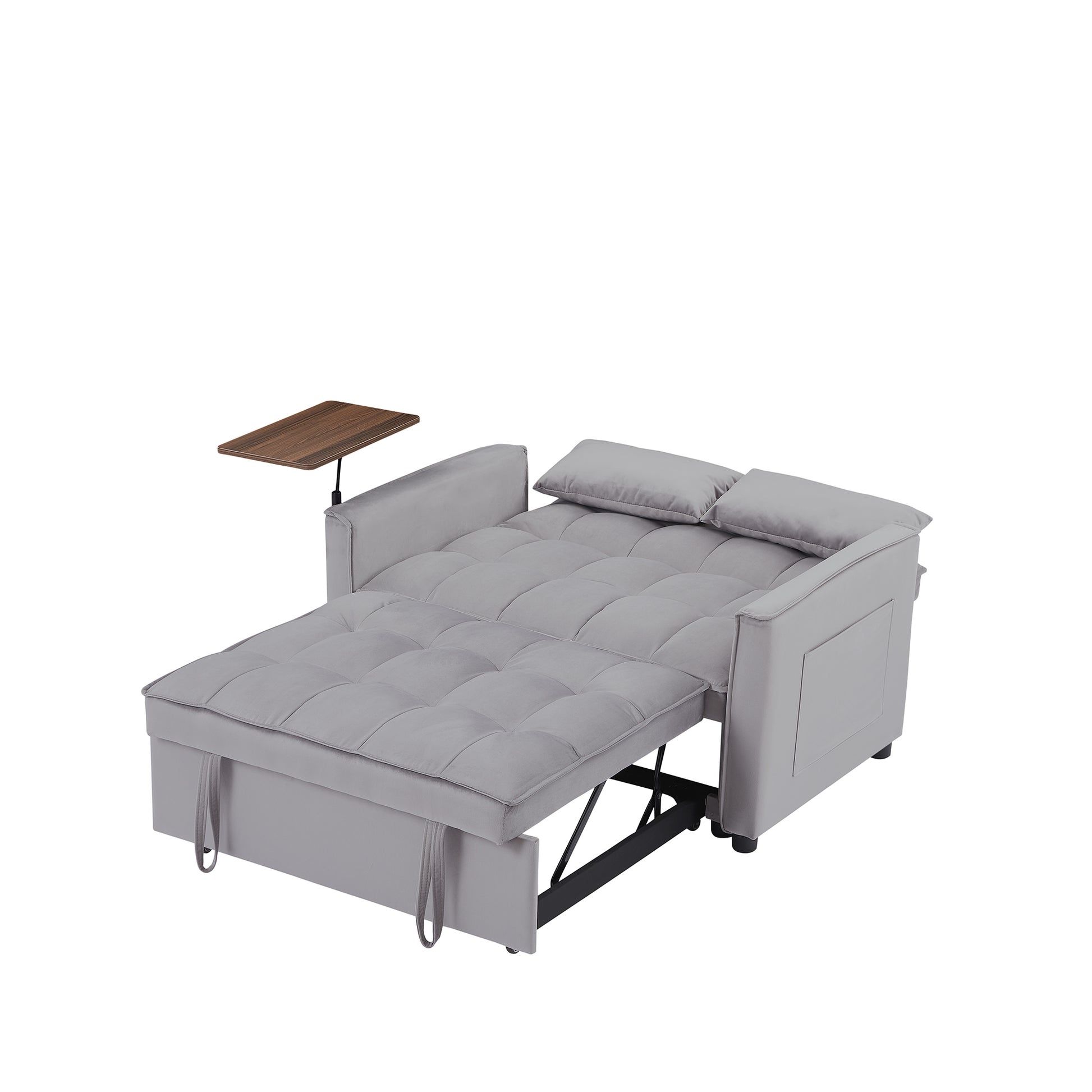 Grey Velvet Loveseat Sofa Bed Grey Wood Tufted Back Square Arms Foam Velvet 2 Seat