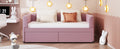 Twin Size Upholstered Daybed With Ergonomic Design Backrest And 2 Drawers, Pink Pink Velvet