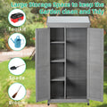 Outdoor Storage Cabinet And Metal Top,Garden Storage Shed,Outdoor 68 Inches Wood Tall Shed For Yard And Patio Gray Solid Wood