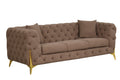 Contempo Modern Style Buckle Fabric Sofa Made With Wood In Brown Brown Wood Primary Living Space Contemporary Faux Fur Wood