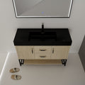 48 Inch Bathroom Vanity Freestanding Design With Black Resin Sink Plain Light Oak Bathroom American Traditional Plywood