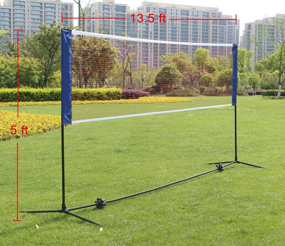 Portable Large Volleyball Badminton Tennis Net With Carrying Bag Stand Frame 14Ft Black Iron