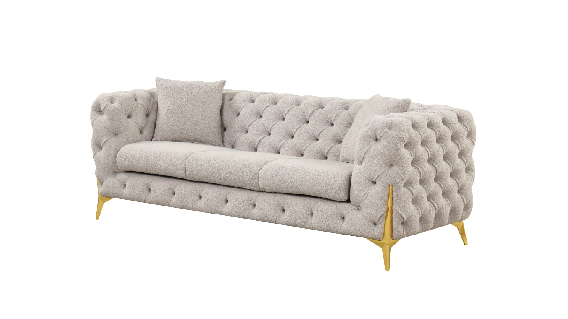 Contempo Modern Style Buckle Fabric Sofa Made With Wood In Gray Gray Wood Primary Living Space Contemporary Faux Fur Wood