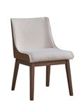 Ginny Side Chair Set 2 , White Boucle, Brown Velvet & Walnut Finish Dn02308 White Velvet