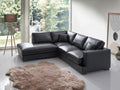 Geralyn Sectional Sofa W 2 Pillows, Black Leather Lv02397 Black Leather