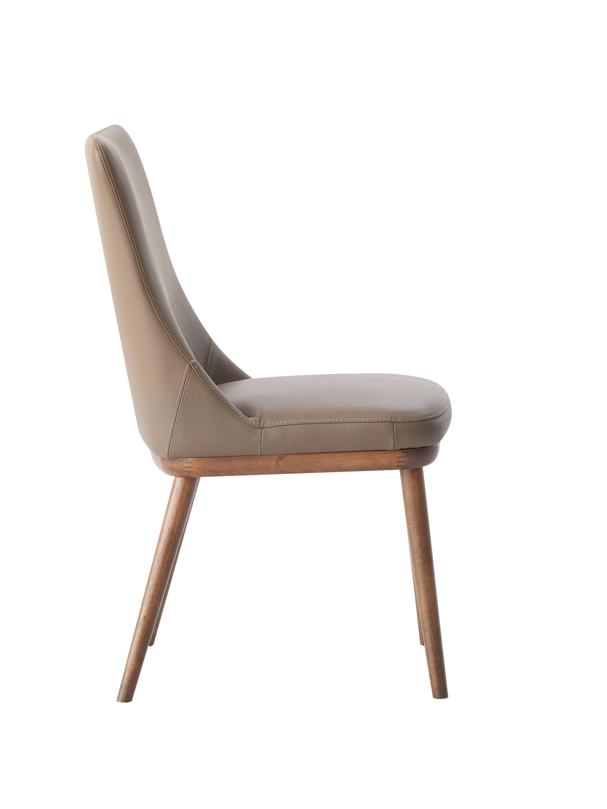 Rashean Side Chair Set 2 , Brown Leather & Walnut Finish Dn02401 Brown Leather