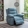 Power Recliner Chair With Adjustable Massage Function, Velvet Electric Power Chair For Elderly With One Side Pockets, Recliner Chair With Heating System For Living Room,Blue Blue Velvet