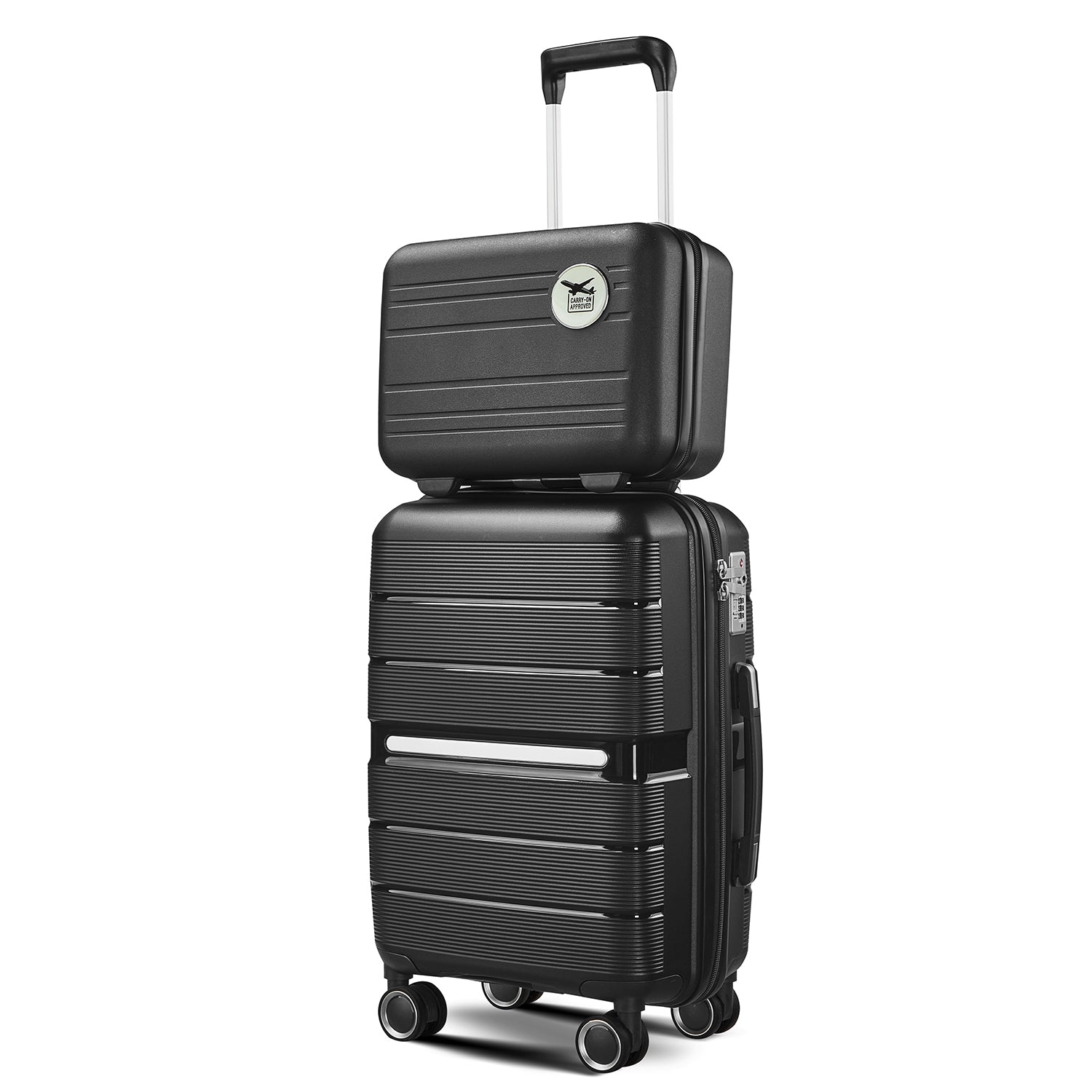 Luggage Sets 4 Piece 14 20 24 28 Pp Lightweight & Durable Expandable Suitcase Black Polypropylene