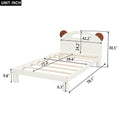 Twin Size Platform Bed With Bear Ears Shaped Headboard And Led, Cream White Box Spring Not Required Twin Cream White Wood Bedroom Solid Wood Mdf