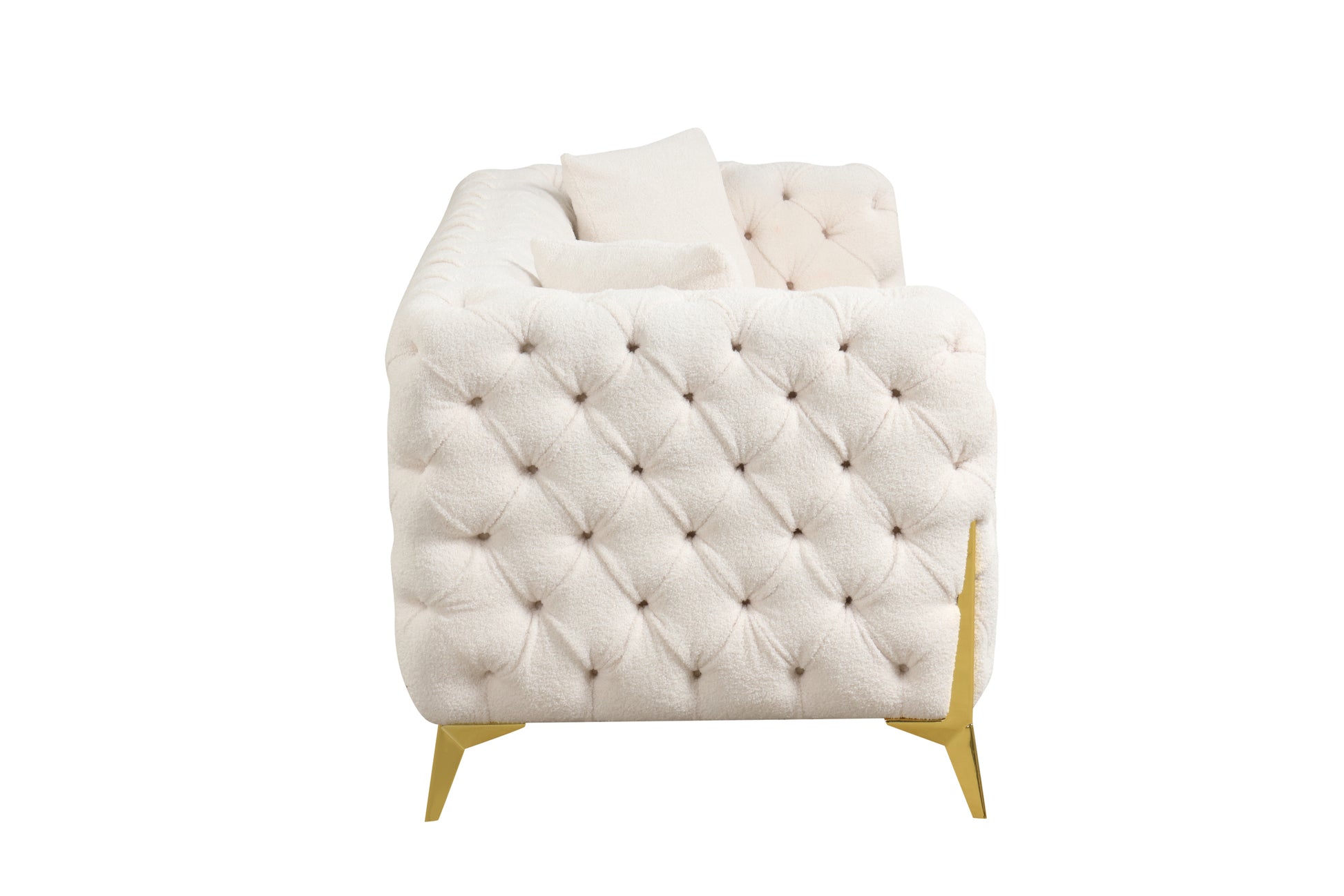 Contempo 3Pc Modern Living Room Set Made With Wood In Cream Cream Wood Primary Living Space Contemporary Faux Fur Wood