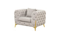 Contempo Modern Style Buckle Fabric Chair Made With Wood In Gray Gray Primary Living Space Contemporary Faux Fur Wood