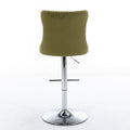 Swivel Velvet Barstools Adjusatble Seat Height From 25 33 Inch, Modern Upholstered Chrome Base Bar Stools With Backs Comfortable Tufted For Home Pub And Kitchen Island, Olive Green,Set Of 2,1712Ol Olive Green Dining Room American Design Bar Stools Foam