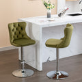 Swivel Velvet Barstools Adjusatble Seat Height From 25 33 Inch, Modern Upholstered Chrome Base Bar Stools With Backs Comfortable Tufted For Home Pub And Kitchen Island, Olive Green,Set Of 2,1712Ol Olive Green Dining Room American Design Bar Stools Foam