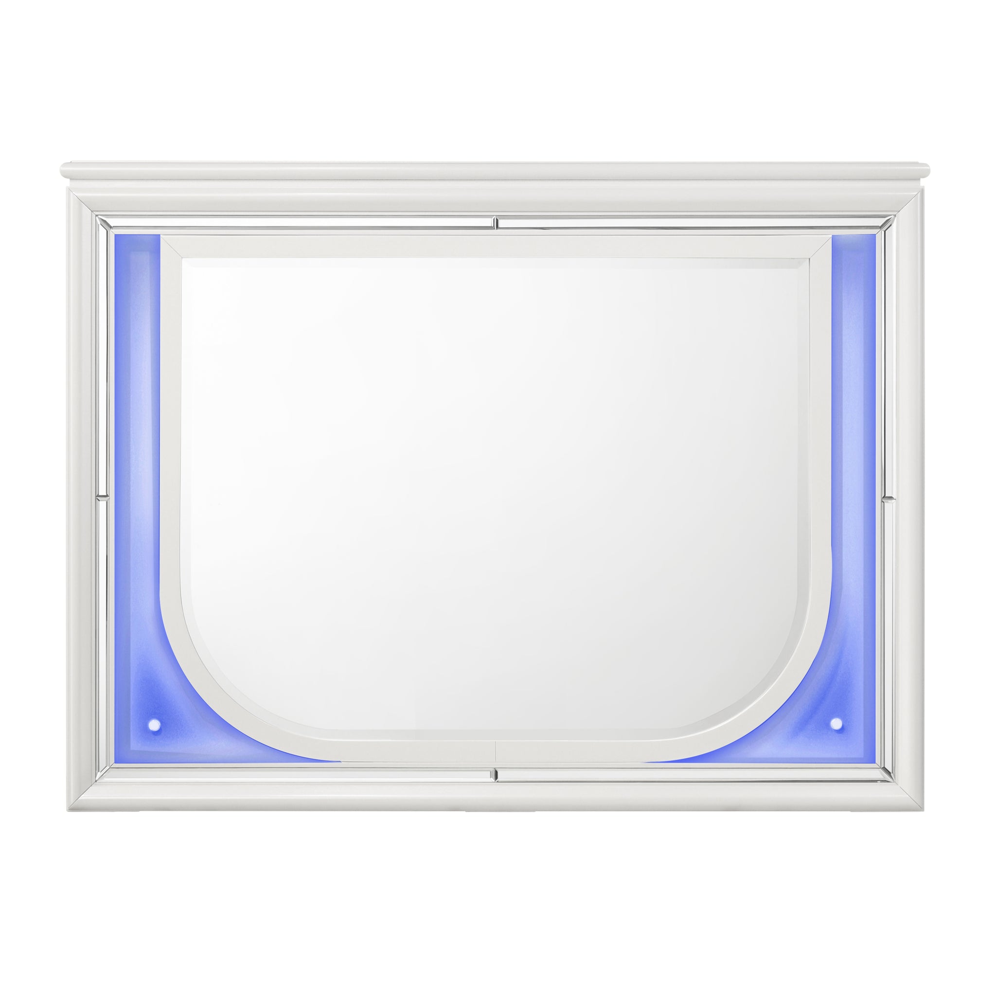 Tarian Mirror W Led, Pearl White Finish Bd02319 White Wood