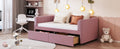 Twin Size Upholstered Daybed With Ergonomic Design Backrest And 2 Drawers, Pink Pink Velvet