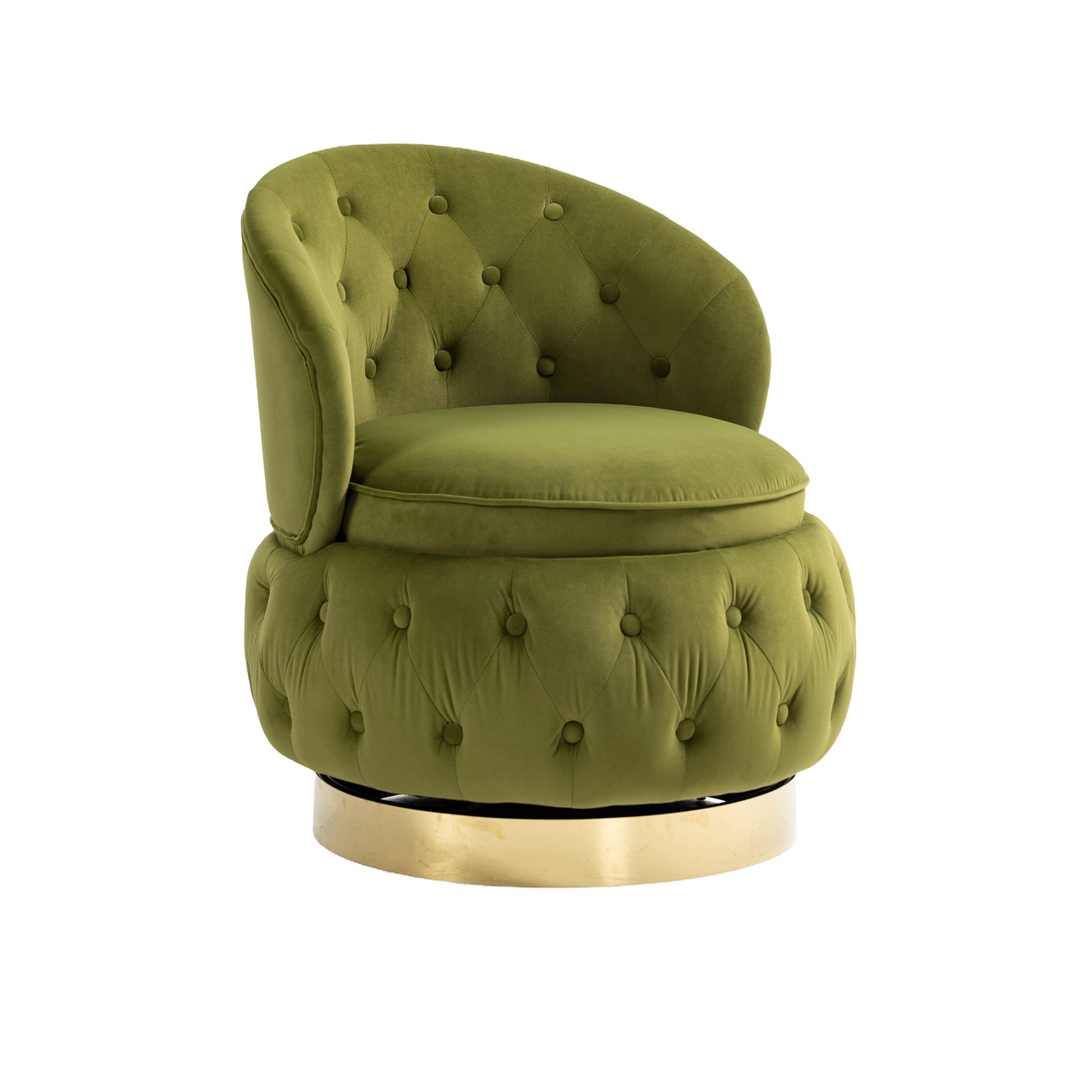 360 Degree Swivel Cuddle Barrel Accent Storage Chairs, Round Armchairs With Wide Upholstered, Fluffy Velvet Fabric Chair For Living Room, Bedroom, Office, Waiting Rooms Olive Green Primary Living Space Foam Velvet