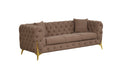 Contempo Modern Style Buckle Fabric Sofa Made With Wood In Brown Brown Wood Primary Living Space Contemporary Faux Fur Wood