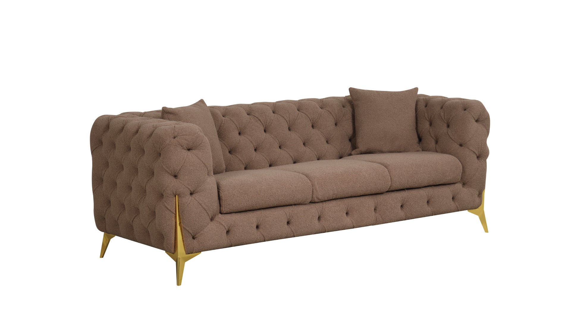 Contempo Modern Style Buckle Fabric Sofa Made With Wood In Brown Brown Wood Primary Living Space Contemporary Faux Fur Wood
