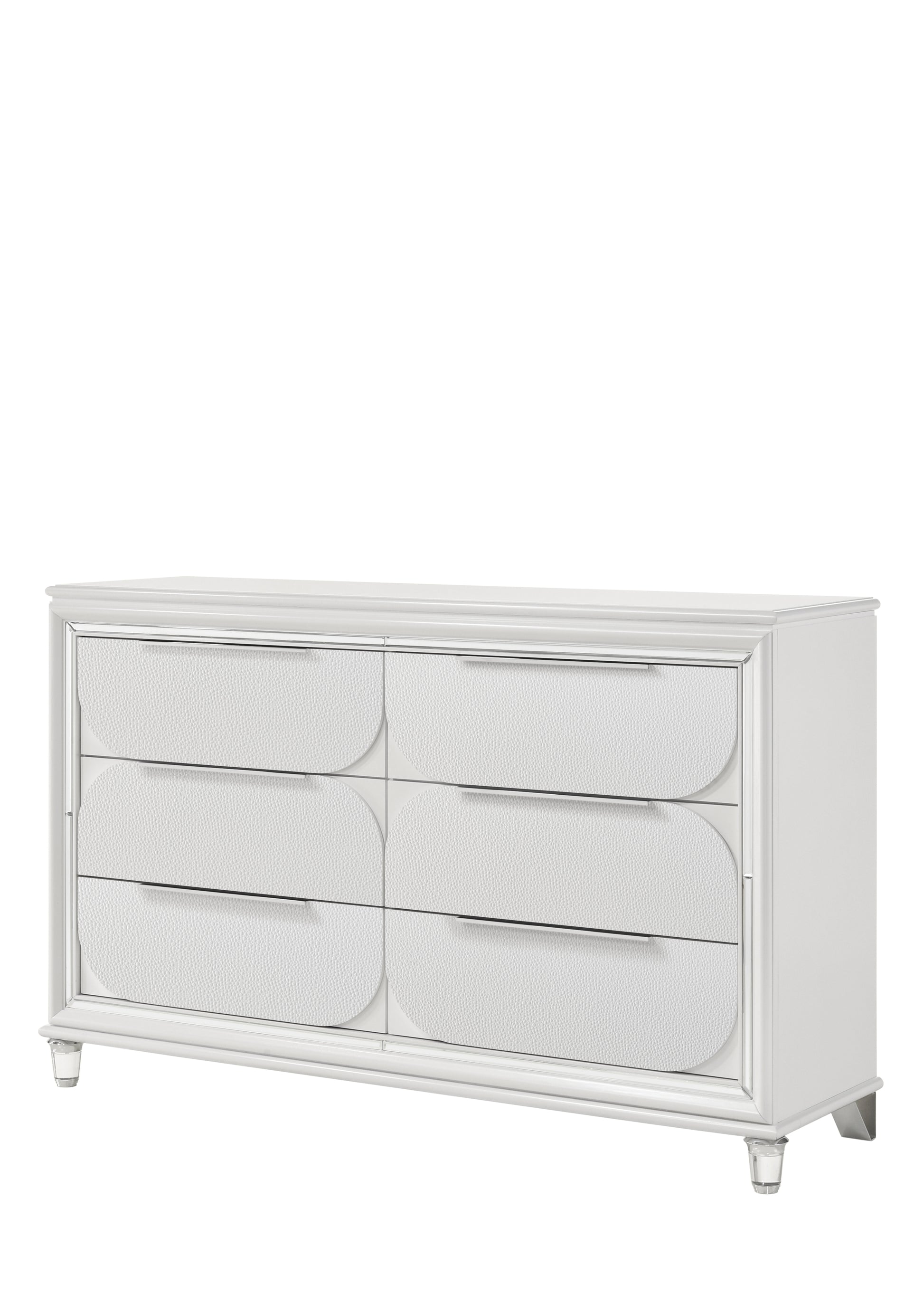 Tarian Dresser, Pearl White Finish Bd02320 White Wood