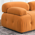 Modular Sectional Sofa, Button Tufted Designed And Diy Combination,L Shaped Couch With Reversible Ottoman, Orange Velvet Orange Velvet Wood Soft Tight Back Eucalyptus Pillow Top Arms Foam Spring