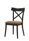 Hillary Side Chair Set 2 , Brown Leathaire & Black Finish Dn02306 Brown Wood