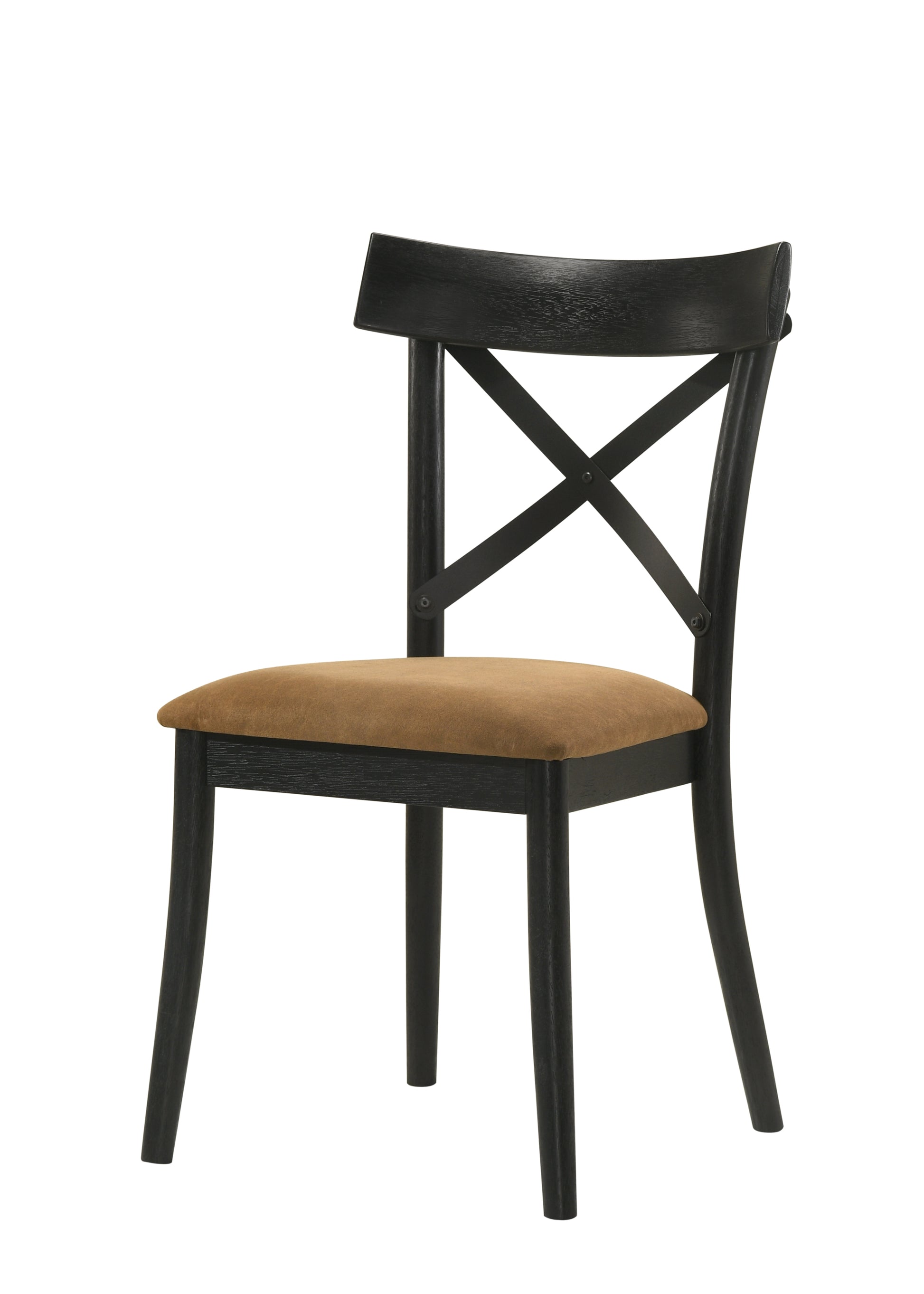 Hillary Side Chair Set 2 , Brown Leathaire & Black Finish Dn02306 Brown Wood