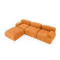 Modular Sectional Sofa, Button Tufted Designed And Diy Combination,L Shaped Couch With Reversible Ottoman, Orange Velvet Orange Velvet Wood Soft Tight Back Eucalyptus Pillow Top Arms Foam Spring