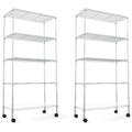 2 Pack 5 Tier Shelf Wire Shelving Unit, Nsf Heavy Duty Wire Shelf Metal Large Storage Shelves Height Adjustable Utility For Garage Kitchen Office Commercial Shelving Steel Layer Shelf Chrome Chrome Iron Plastic