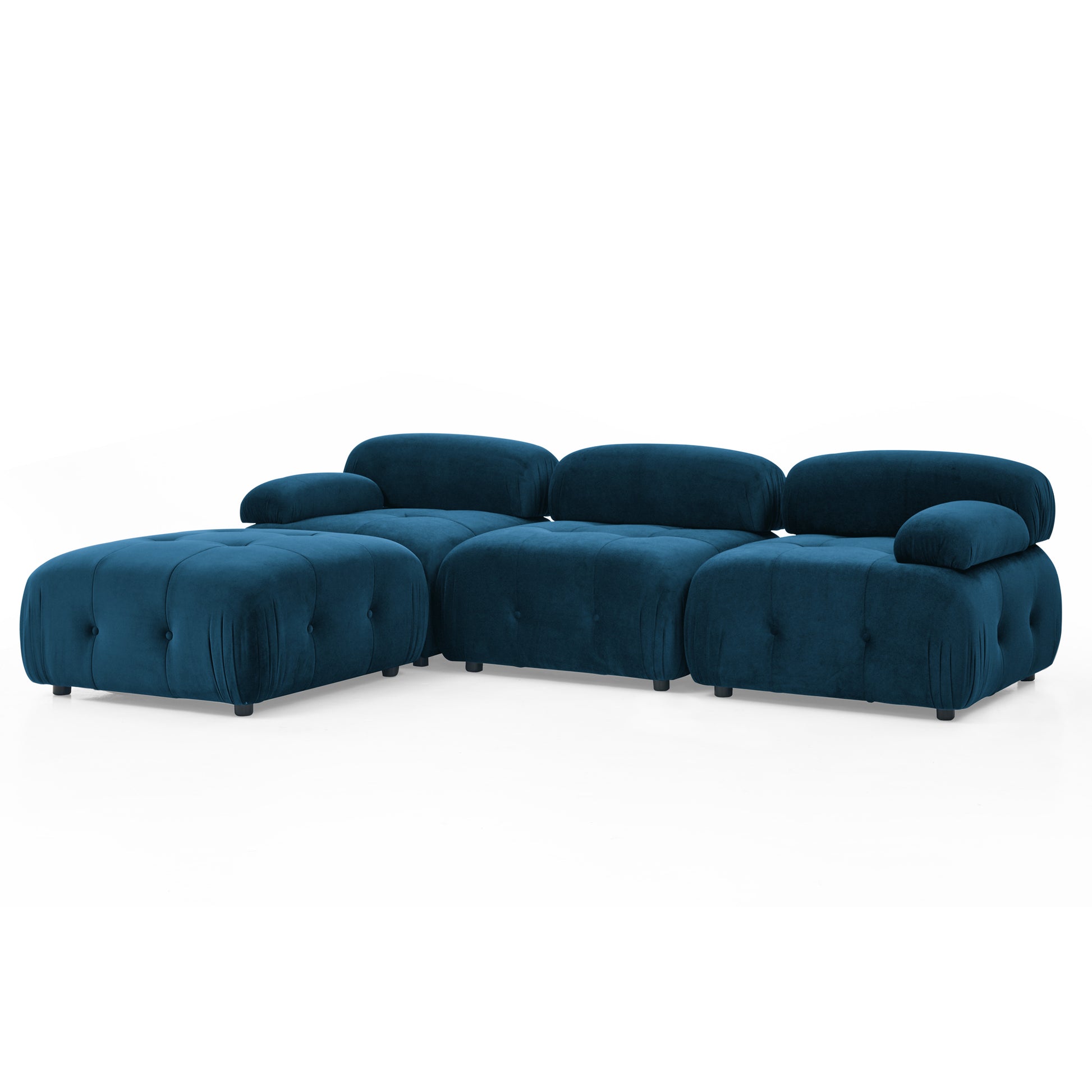 Modular Sectional Sofa, Button Tufted Designed And Diy Combination,L Shaped Couch With Reversible Ottoman, Navy Velvet Navy Velvet Wood Soft Tight Back Eucalyptus Pillow Top Arms Foam Spring