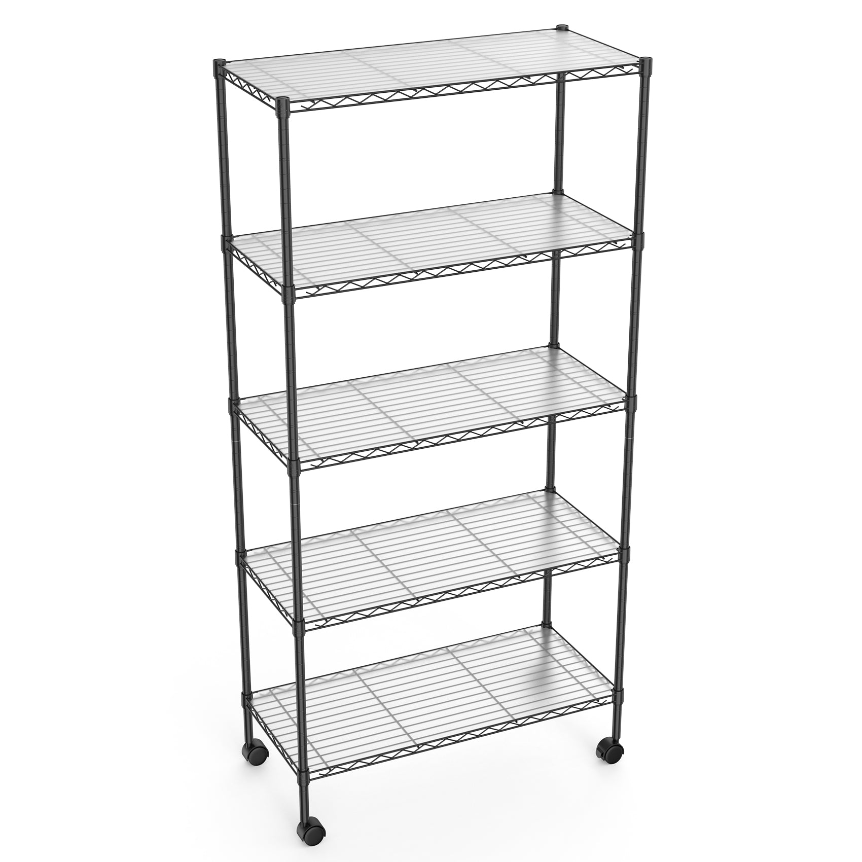 2 Pack 5 Tier Shelf Wire Shelving Unit, Nsf Heavy Duty Wire Shelf Metal Large Storage Shelves Height Adjustable Utility For Garage Kitchen Office Commercial Shelving Steel Layer Shelf Black Black Iron Plastic