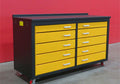 6Ft Storage Cabinet With Workbench 10 Drawers Yellow American Design Steel Steel