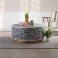 Luxe Coffee Table Navy Navy Primary Living Space Modern Tabeltop Round Coffee & End Tables Solid Wood Mdf Wood Pedestal