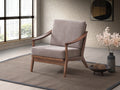 Lide Accent Chair, Light Brown Fabric & Brown Finish Ac02378 Light Brown Fabric