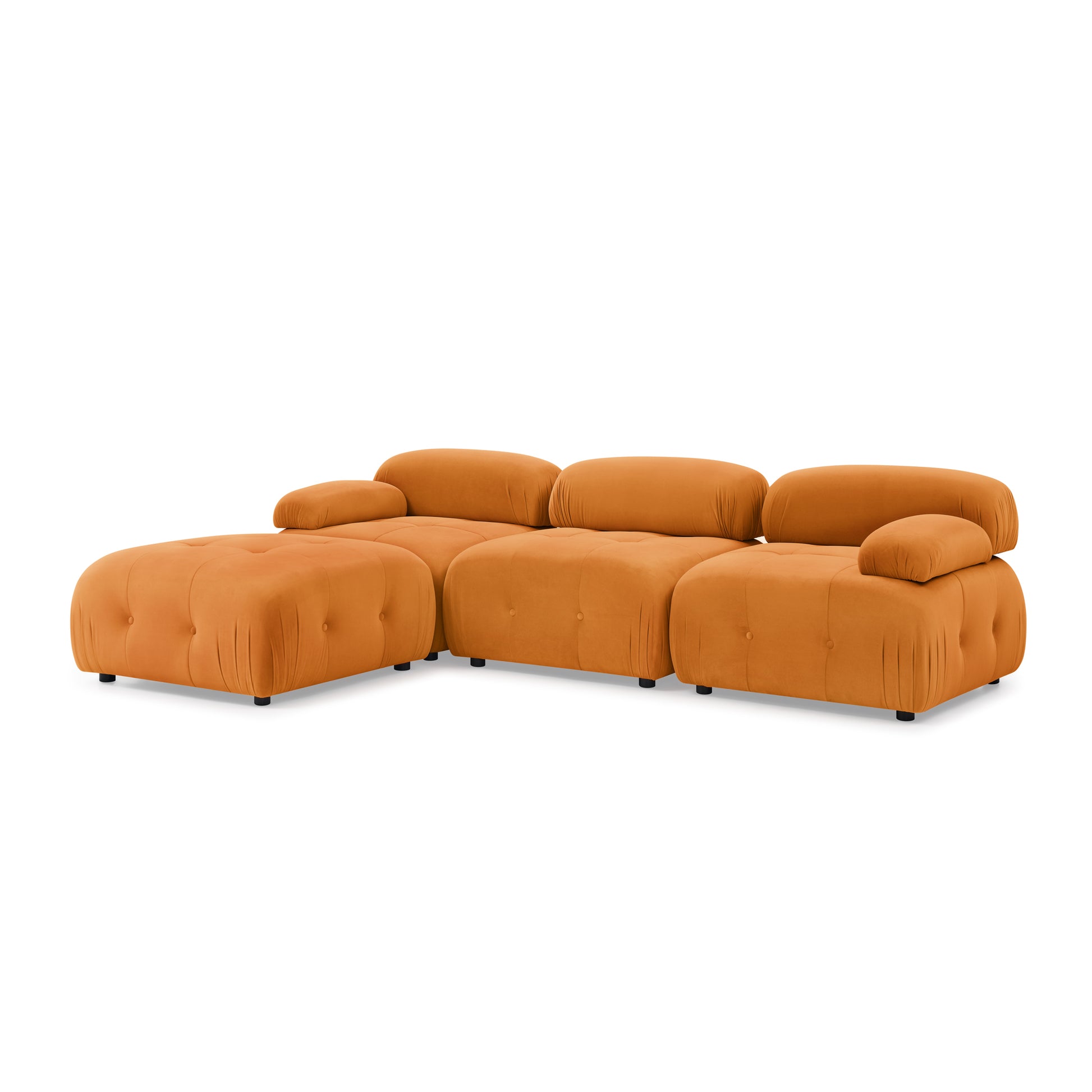 Modular Sectional Sofa, Button Tufted Designed And Diy Combination,L Shaped Couch With Reversible Ottoman, Orange Velvet Orange Velvet Wood Soft Tight Back Eucalyptus Pillow Top Arms Foam Spring