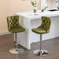 Swivel Velvet Barstools Adjusatble Seat Height From 25 33 Inch, Modern Upholstered Chrome Base Bar Stools With Backs Comfortable Tufted For Home Pub And Kitchen Island, Olive Green,Set Of 2,1712Ol Olive Green Dining Room American Design Bar Stools Foam