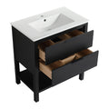 30 Inch Bathroom Vanity With Sink And 2 Soft Close Drawers Bvb01030Bct Bl9075B 2 Black Chestnut 1 Bathroom Freestanding Modern Plywood