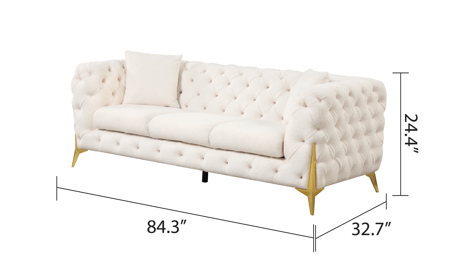 Contempo Modern Style Sofa Made With Wood In Cream Cream Wood Primary Living Space Contemporary Faux Fur Wood