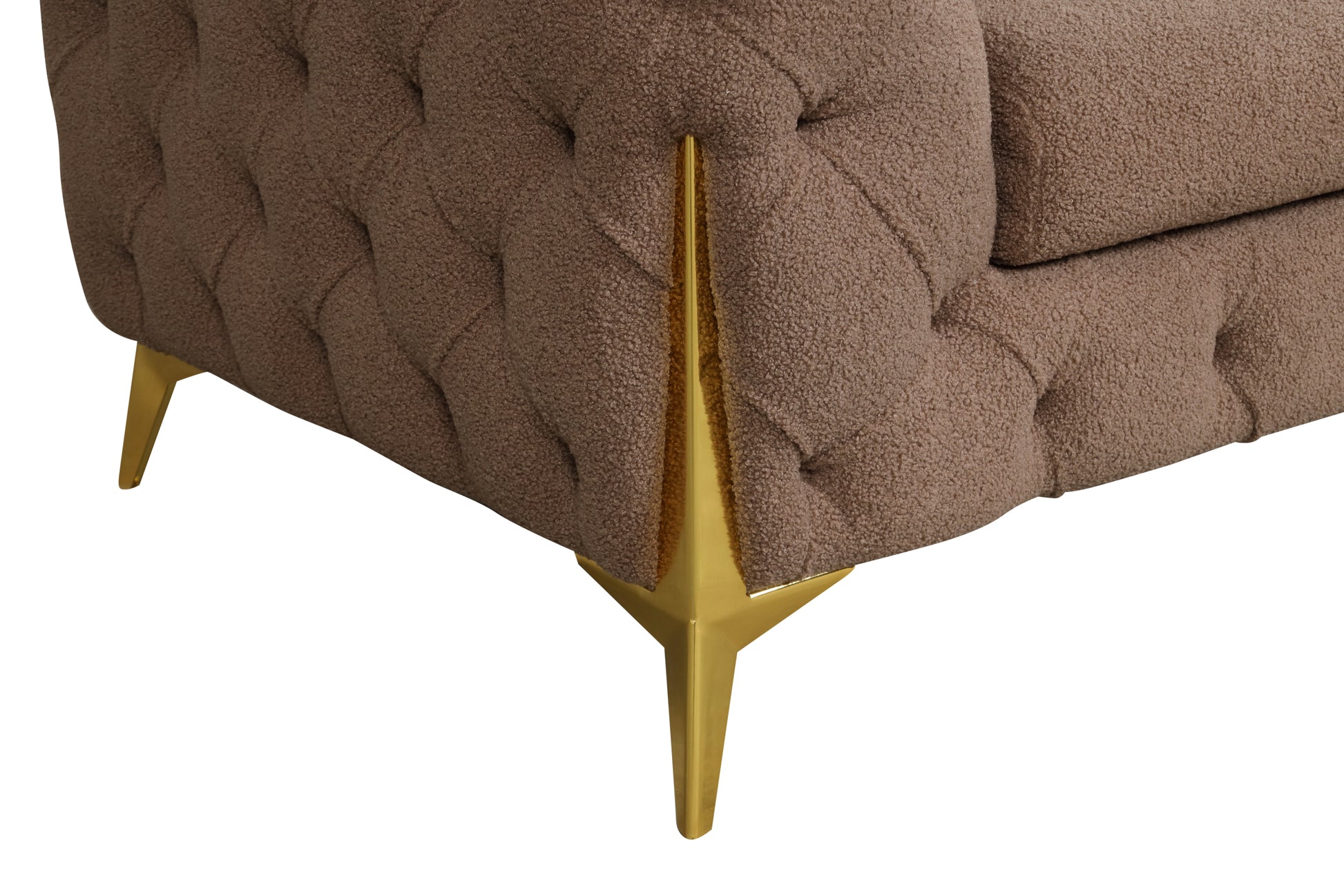 Contempo Modern Style Buckle Fabric Sofa Made With Wood In Brown Brown Wood Primary Living Space Contemporary Faux Fur Wood