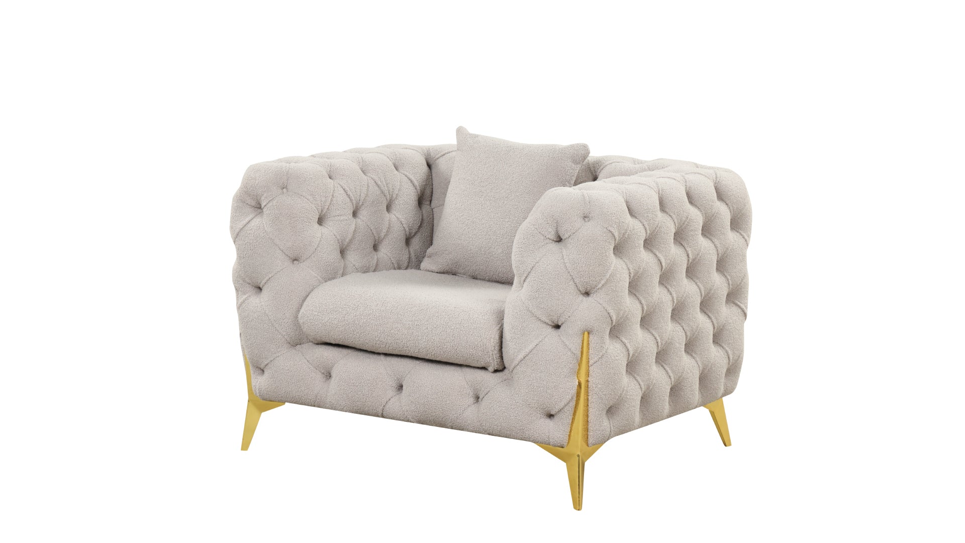 Contempo Modern Style Buckle Fabric Chair Made With Wood In Gray Gray Primary Living Space Contemporary Faux Fur Wood