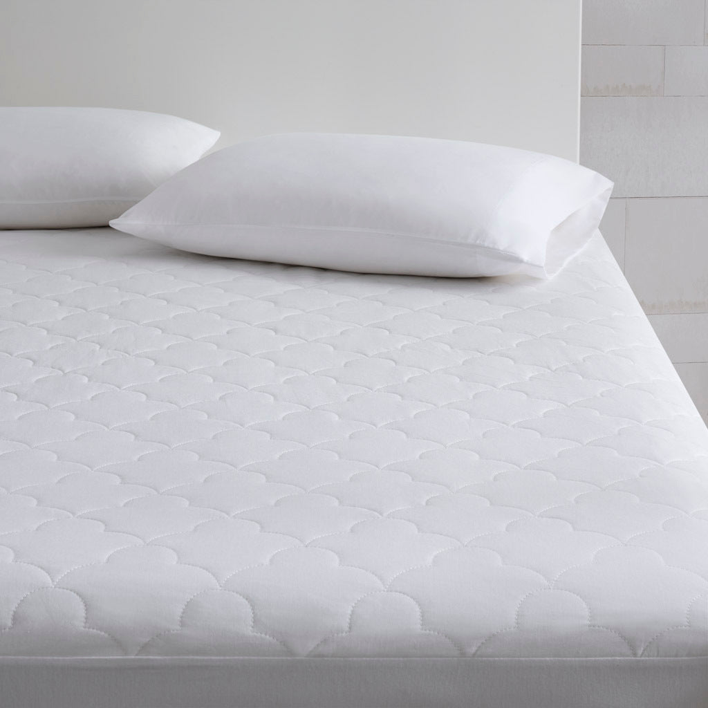 Cotton Percale Quilted Mattress Pad White Cotton