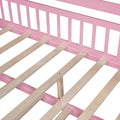 Wooden Full Size House Bed With Twin Size Trundle,Kids Bed With Shelf, Pink Pink Solid Wood