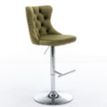 Swivel Velvet Barstools Adjusatble Seat Height From 25 33 Inch, Modern Upholstered Chrome Base Bar Stools With Backs Comfortable Tufted For Home Pub And Kitchen Island, Olive Green,Set Of 2,1712Ol Olive Green Dining Room American Design Bar Stools Foam