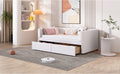 Twin Size Upholstered Daybed With Ergonomic Design Backrest And 2 Drawers, Beige Beige Velvet